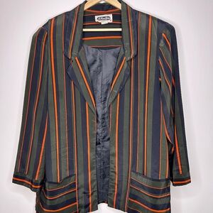 Unique statement piece.  Jo Hanna York green and orange stripped blazer.